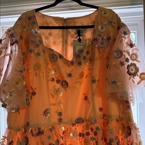 JessaKae “Evangeline” Peach Floral Embroidered Dress NWT - Picture 4 of 12